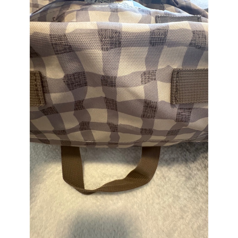 Wenzel Tent & Gear Co Gingham Canvas Backpack Beige Brown Checkered Rucksack - Picture 7 of 8